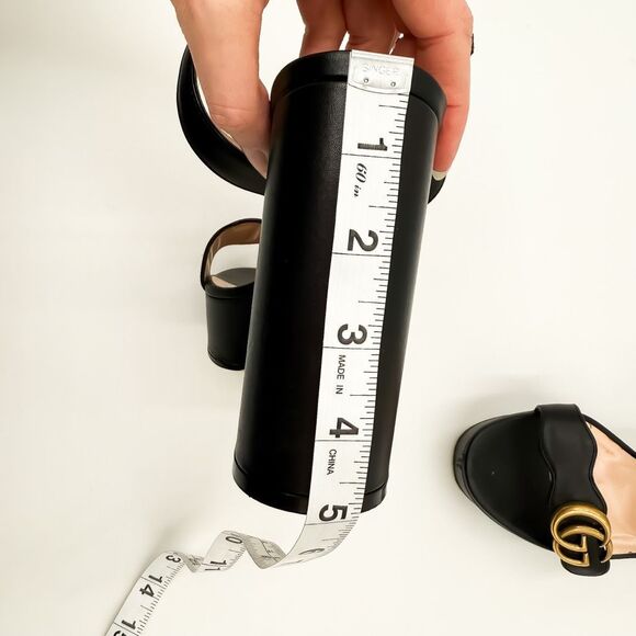 Gucci Marmont GG Platform Sandals EU 38 US 8 Black Leather Block High Heel - Picture 15 of 15